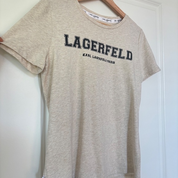 Karl Lagerfeld Womens T-shirt Cream Size Small NWOT - Picture 2 of 10